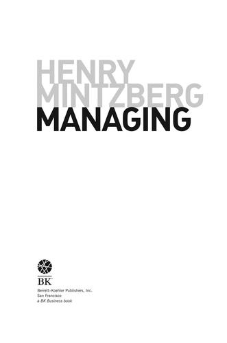 Managing by Henry Mintzberg — cover